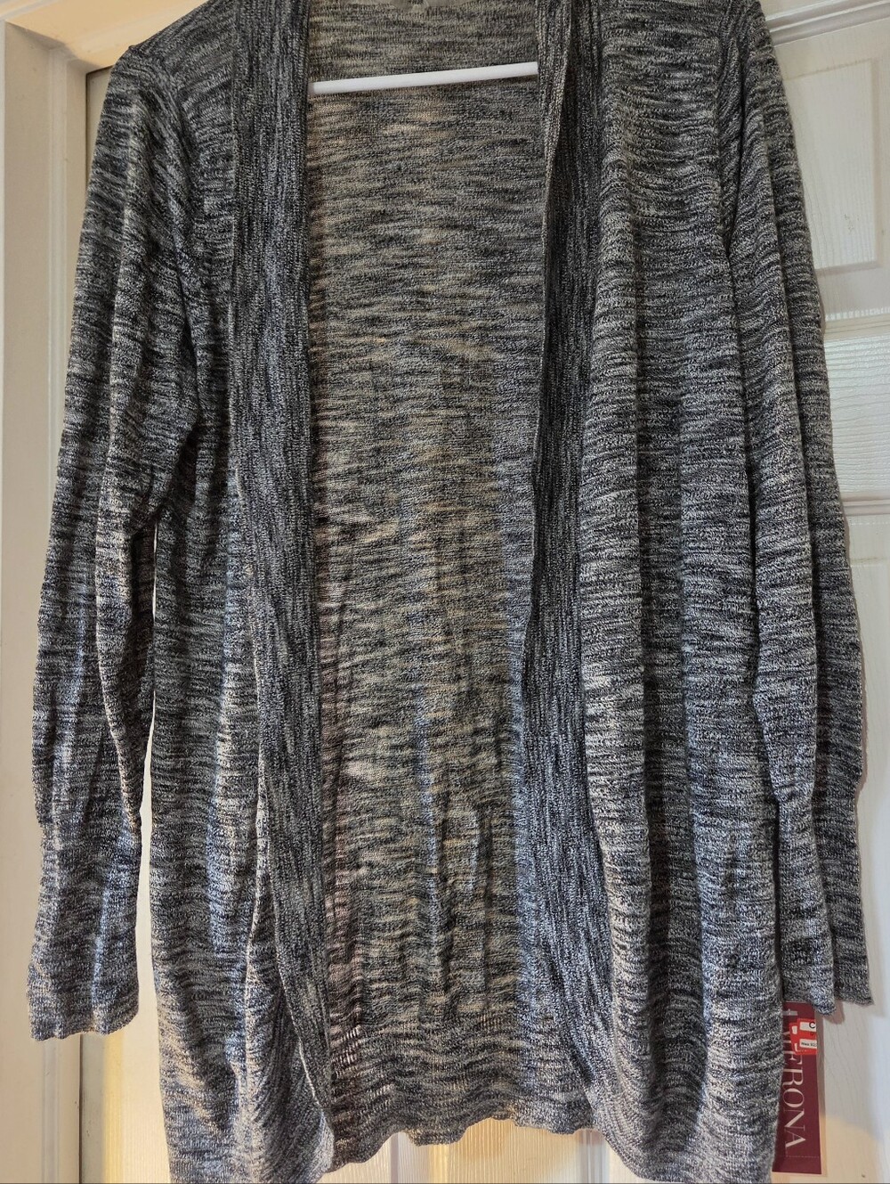 Merona Women's Cardigan Dark Charcoal And White Marled XXL Long Sleeve